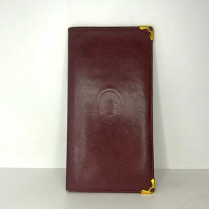 Cartier leather vintage burgundy long bifold luxury wallet